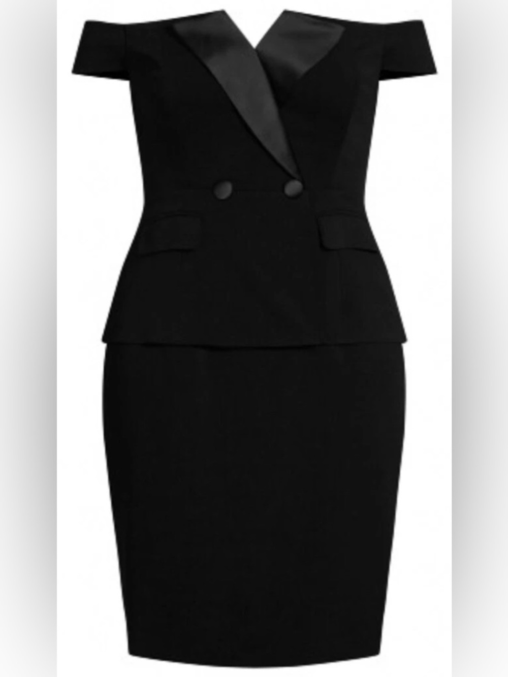 City Chic Black Off-Shoulder Tuxedo Dress